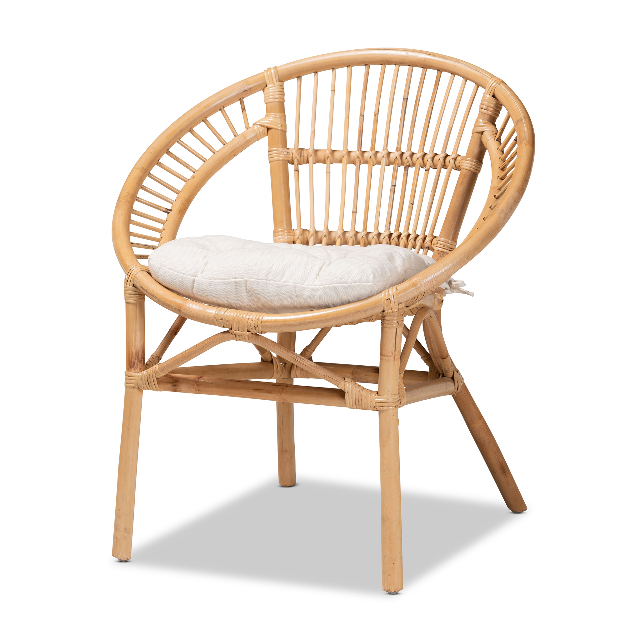 Baxton Studio Adrina Modern Bohemian Natural Brown Rattan Dining Chair